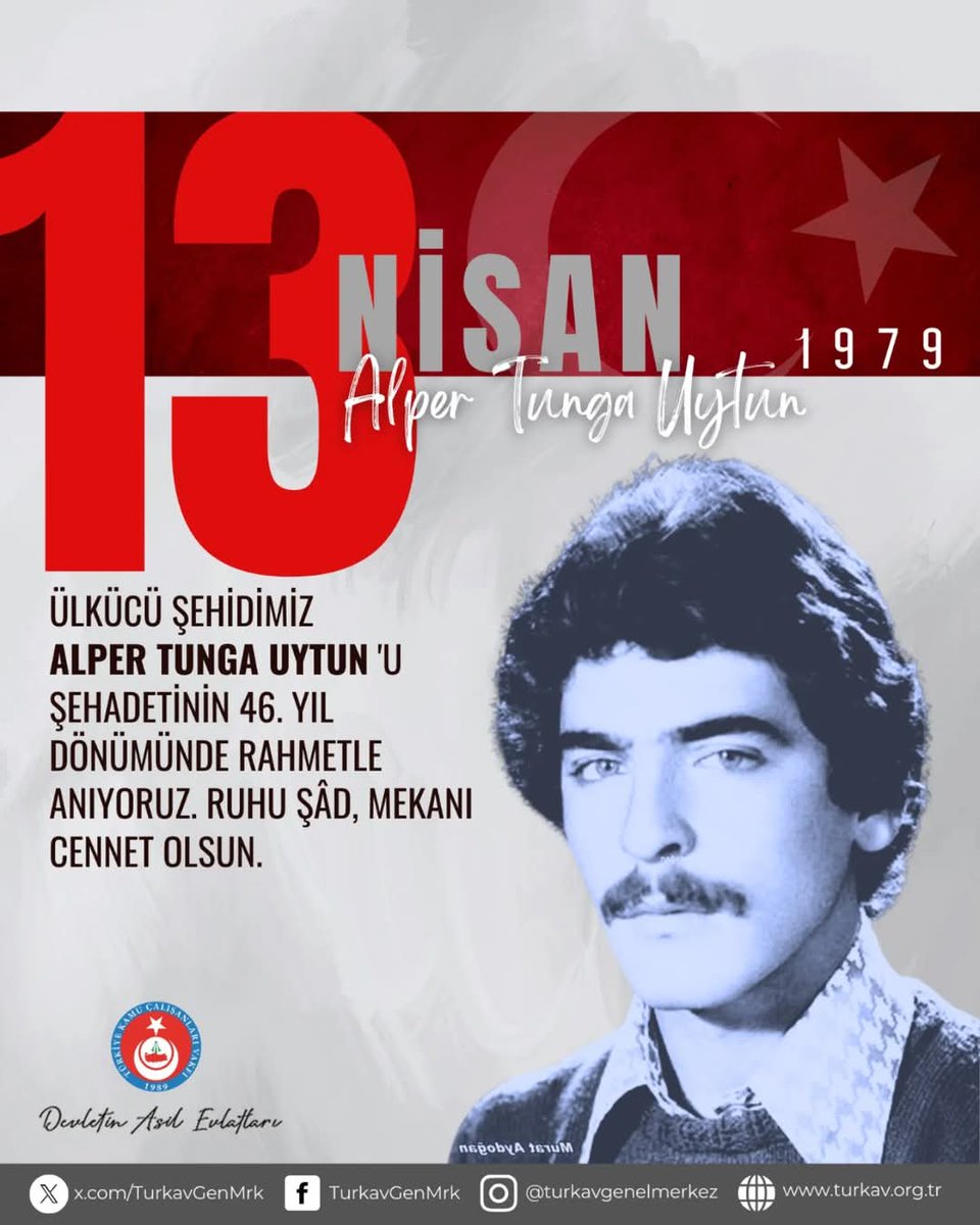 Ülkücü şehidimiz Alper Tunga Uytun 'u şehadetinin 46. yıl dönümünde rahmetle anıyoruz. Ruhu şâd, mekanı cennet olsun.