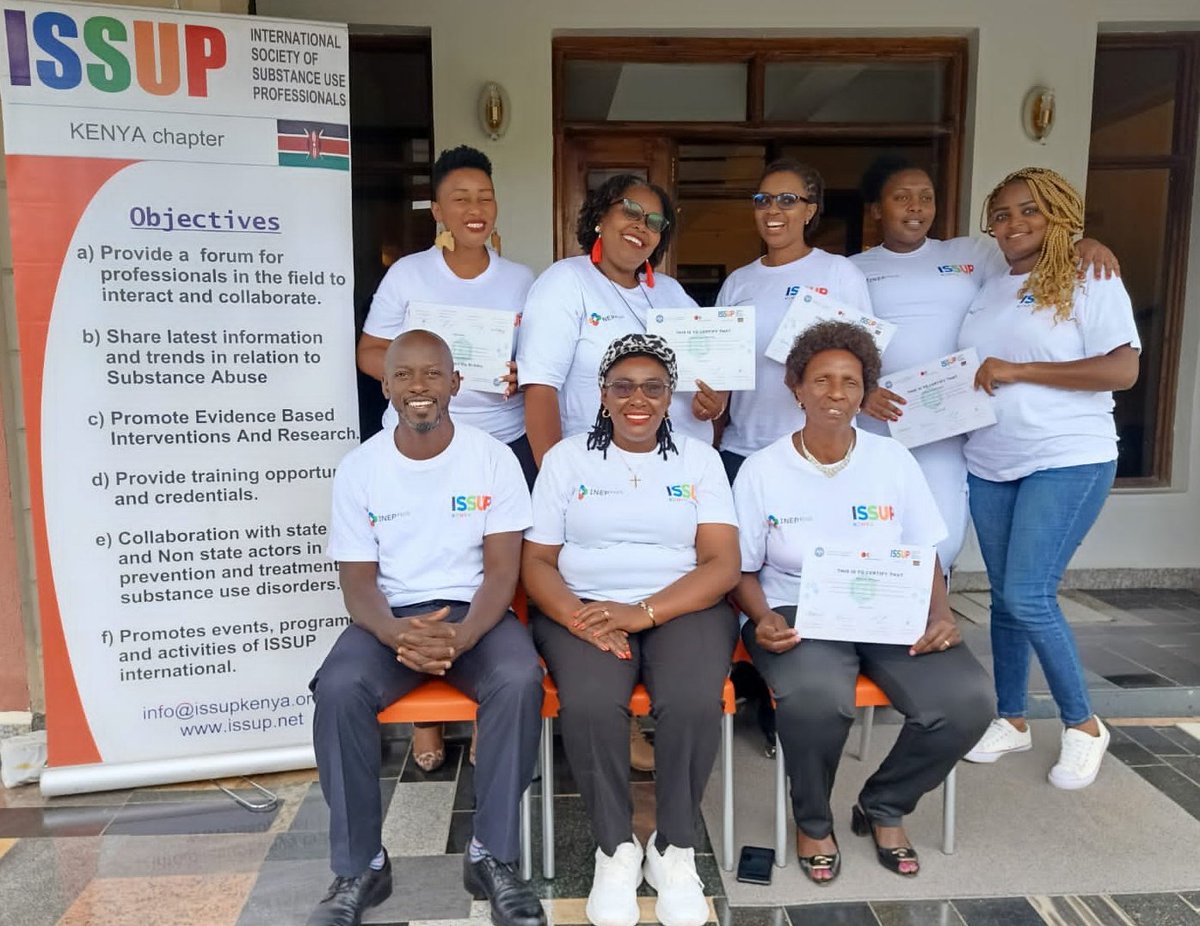 ISSUPKenya's tweet photo. We celebrate #INEPPlus Cohort 3.
12 passionate Preventionists trained in evidence-based prevention through a program by @UNODC, delivered by @issupnet in partnership Charles University & @ISSUPKenya facilitators.
Equipped to lead substance use prevention. #PreventionChampions https://t.co/dyeiHEosPd