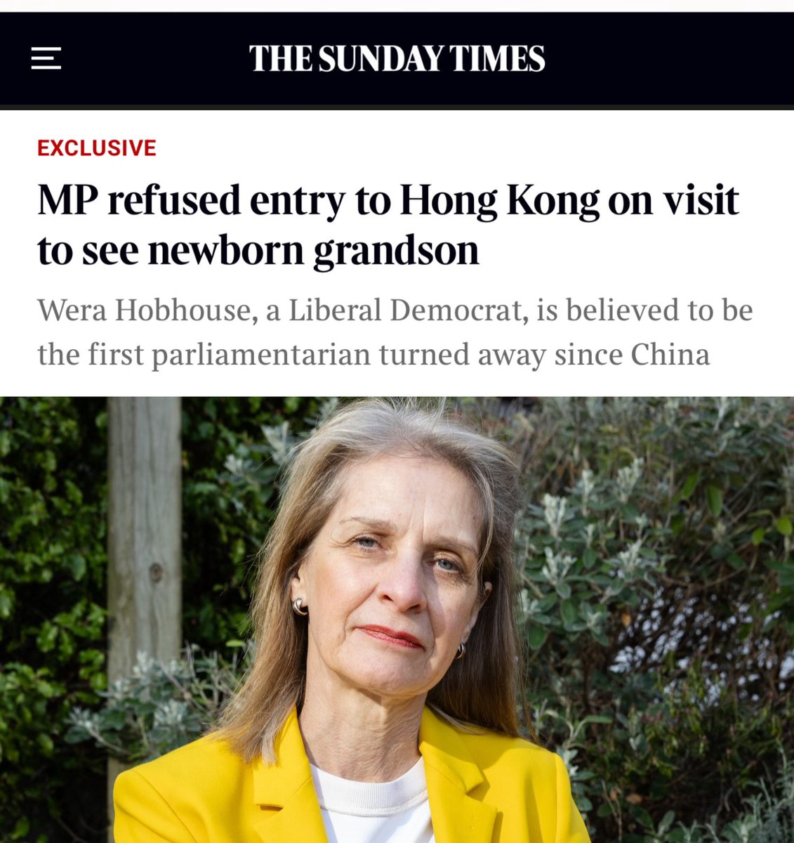 英国议员入境香港被拒 外相要求中国给答案