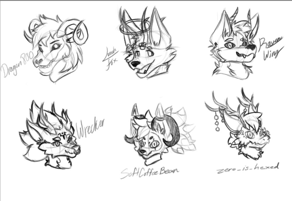 LuckyDeFox's tweet photo. I drew some people that i thought had nice avatar designs in vrchat :D hope you enjoy https://t.co/HsXZhydlct