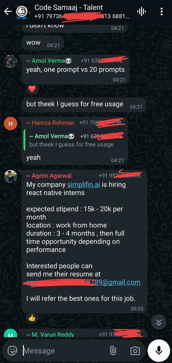 abhisheknaironx's tweet image. Can't find job openings? Just join a community like Code Samaaj 🤷🏻
Drop something unique about you, and I'll send u a direct link to the community.