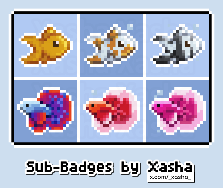Pixelart sub badge commission for @/KUURDAA! 🐠 #commissionsopen #subbadges #pixelart #subbadge