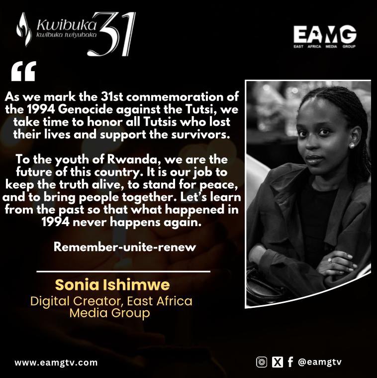 EAMGtv's tweet photo. A message from our Digital Creator @SanoSonia01 #EAMGtv #Kwibuka31 https://t.co/Pfii34Yl7u https://t.co/1XmMnCUIOF