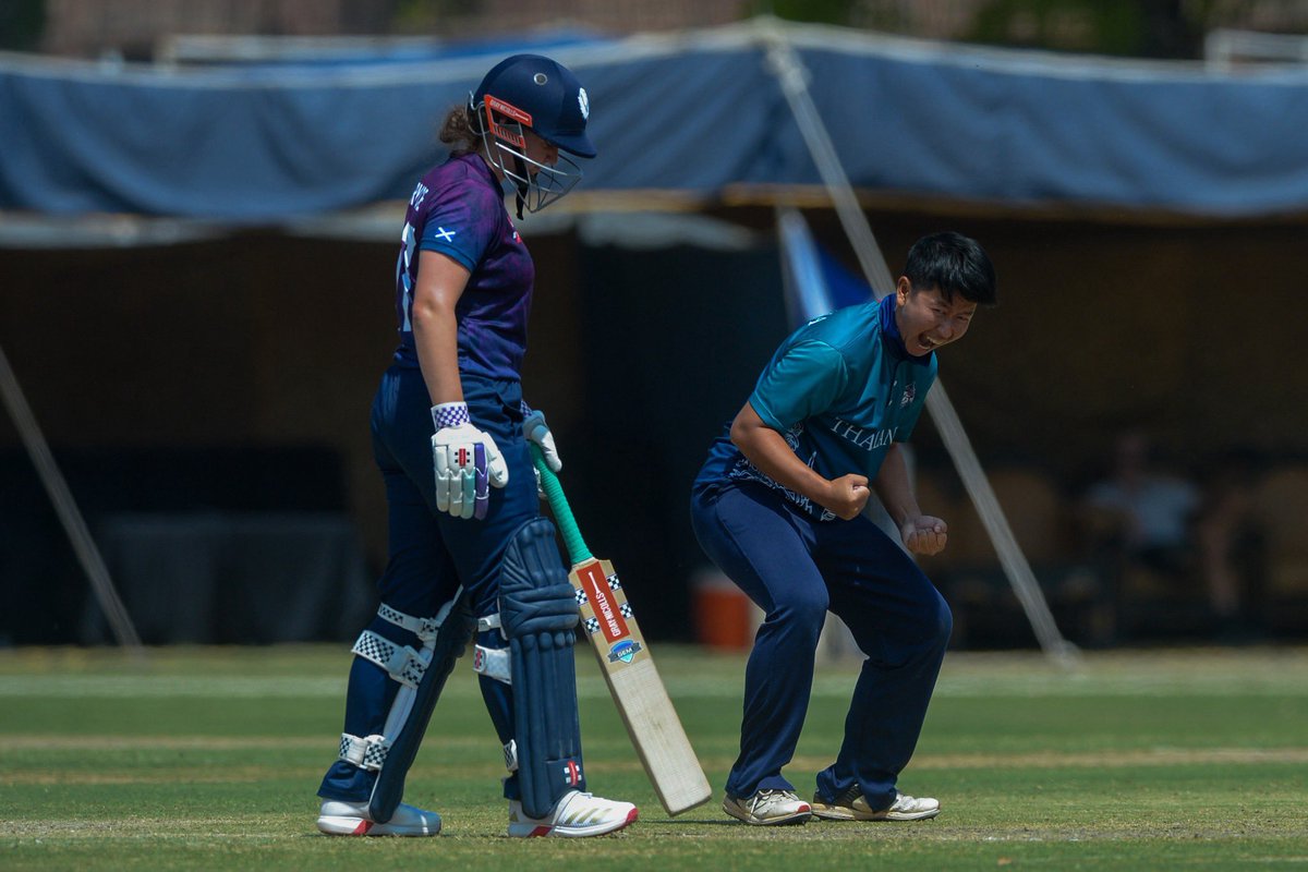 ThailandCricket's tweet photo. Glimpses of the  @CricketScotland Women vs  Thailand Women fixture . 

#ICCWomensWorldCup #qualifier  #match6 #thailandvsscotland #1stInnings

📸 @ICC https://t.co/4ypw9TPAzL