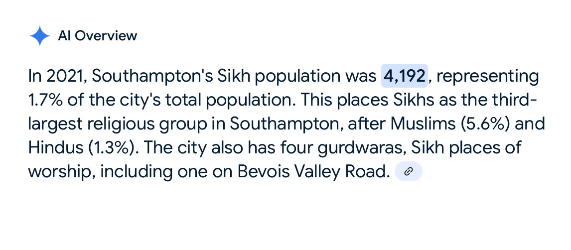 chc_watch's tweet photo. @crypto_dragonz Yes. google AI ignores Christianity as a religious faith in Southampton giving false answers https://t.co/JAGUhNhknh