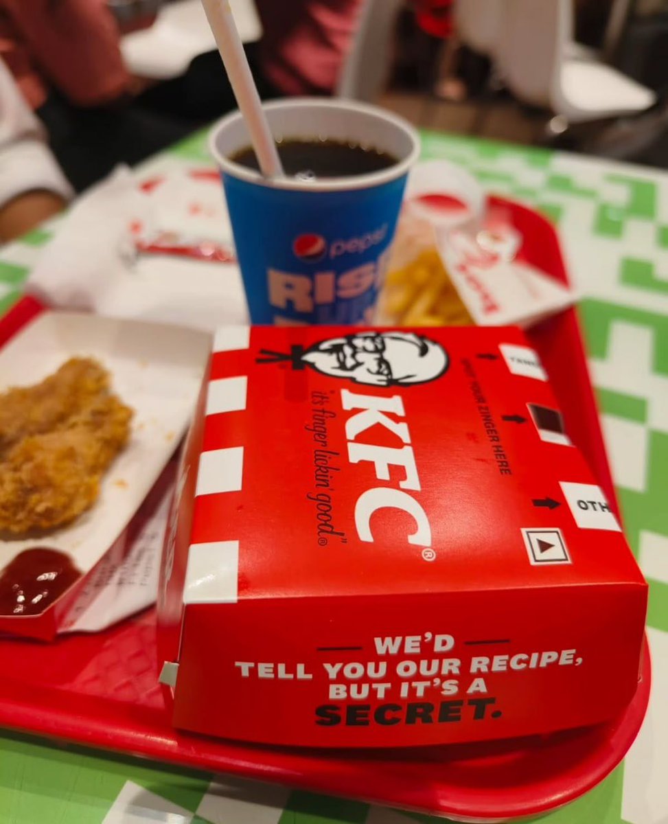 Vikramsingh678's tweet photo. "Enjoying a delicious KFC meal outside today crispy, savory, and always a treat.🍗🍟 
#KFCDelight                                #FoodieMoments                       #TreatYourself" https://t.co/fqFmsYQ0Zo