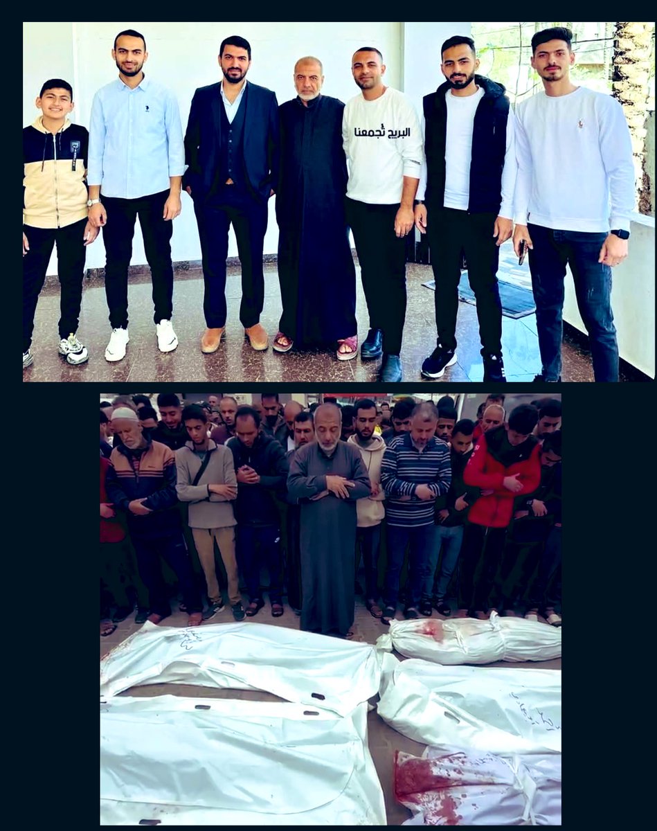 يصلي هذا الحاج على أبنائه الستة الذين ارتقوا في ضربة واحدة .. اللهم اربط على قلبه وقلب والدتهم وحسبنا الله ونعم الوكيل