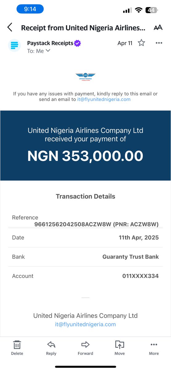 drdizzle_od's tweet photo. @flyunitedng Hello United Nigeria.
Please I booked a flight going from Abuja to Anambra but I’m yet to be issued the tickets.
Find attached evidence of payment and advice https://t.co/MrypL0HlPk