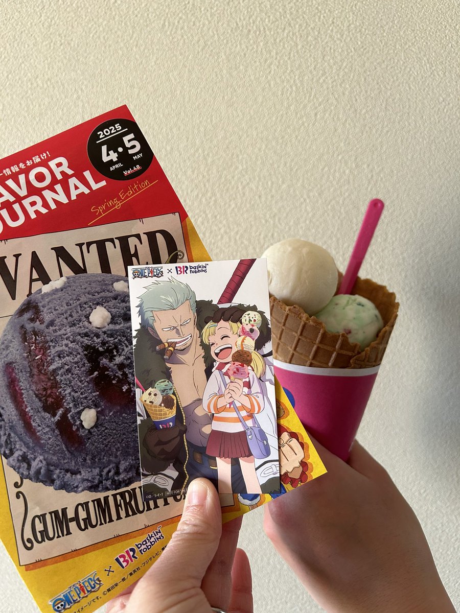 nami735656's tweet photo. ステッカーゲット✨
ユウちゃんの嬉しそうな笑顔に癒される〜🥰

#BR31_Icecream 
#ONEPIECE https://t.co/neupSe0RNQ
