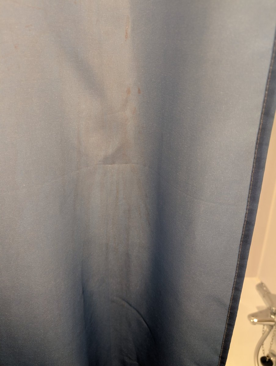 feebeefi's tweet photo. @TravelodgeUK Disgusting state of bathroom in one of your rooms in Fleet. Dusty extractor fan and blood on the shower curtain. Tried to complain but no one there at all! Should be ashamed! https://t.co/jshoHVZNlD