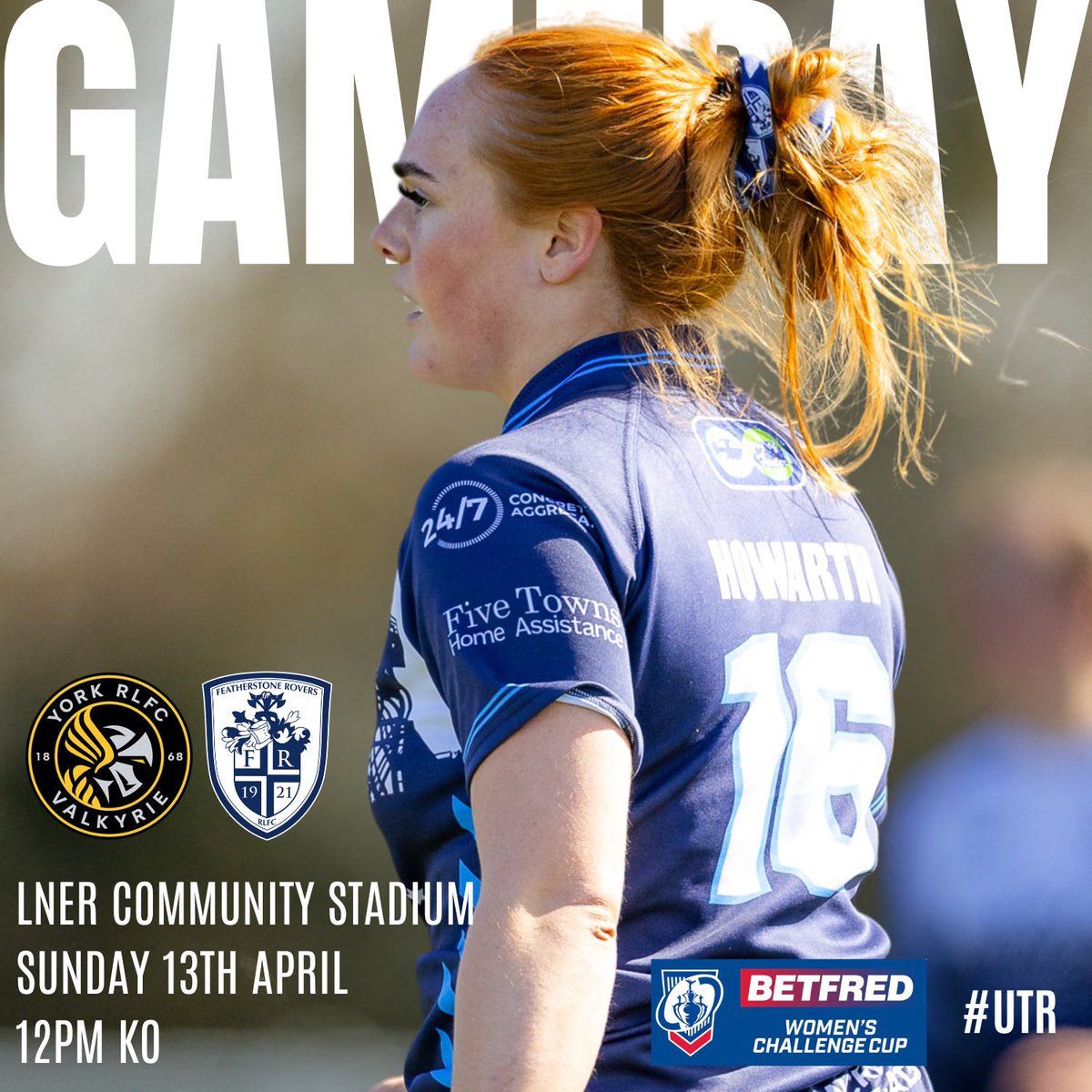 🚨 ROVERS WOMEN GAMEDAY

🆚 <a href="/YorkValkyrie/">York RLFC Valkyrie</a> 
📍 LNER Community Stadium 
🕛 12pm KO 
🏆 Betfred Challenge Cup 

#UTR | #BackTheRovers