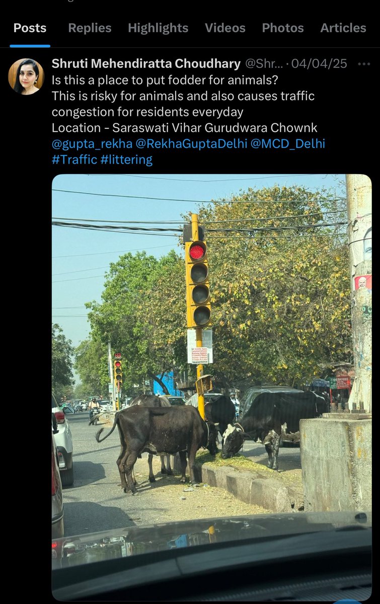 ShrutiMC's tweet photo. @gupta_rekha Ma’m-I appreciate your thought. I posted this on 4/4/25 on X page of yours &amp; MCD. Just in the name of ritual/feeding the cow, delhites are not only littering on the roads, it also leads to traffic congestion, risk to cows. This needs to be corrected ASAP. 🙏🏼 https://t.co/eTP4iZ6pzO
