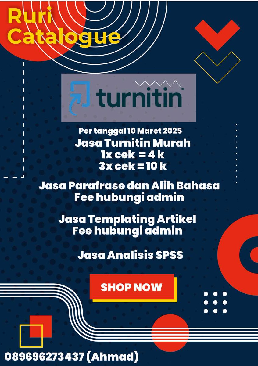 nutrisasi's tweet photo. ‼️‼️YUK DIORDER JASA TURNITIN DAN JASA LAINNYA ‼️‼️
RURI CATALOGUE MENYEDIAKAAN JASA PENULISAN KARYA ILMIAH

YANG MENGERJAKAN SUDAH AHLI DAN SUDAH BANYAK PUBLISH ARTIKEL BAIK JURNAL NASIONAL MAUPUN INTERNASIONAL (INDEX SCOPUS)

YANG LAGI BINGUNG SKRIPSI KAPAN SELESAI BISA KONSUL https://t.co/0uAGFgMFP5