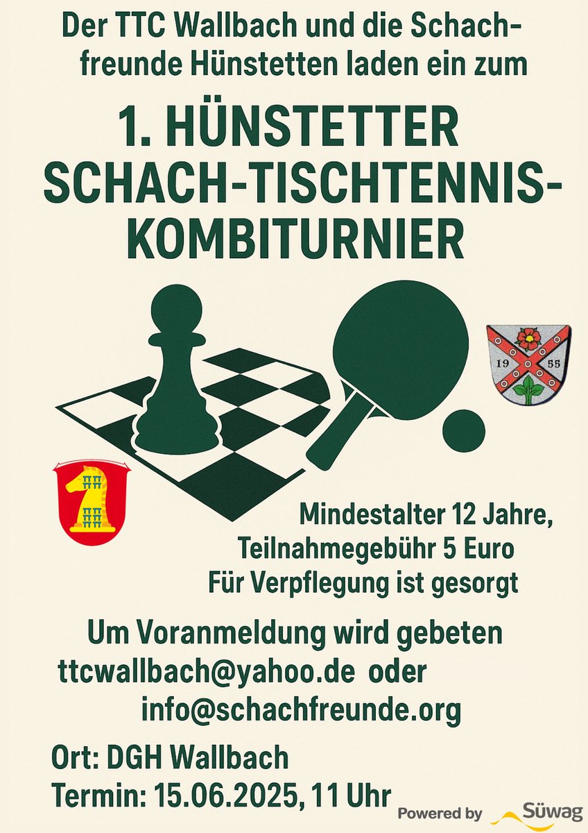 SchachfreundeH's tweet photo. Unser 1. Schach-Tischtennis-Kombiturnier in Hünstetten-Wallbach! https://t.co/BQRqzKSPUS