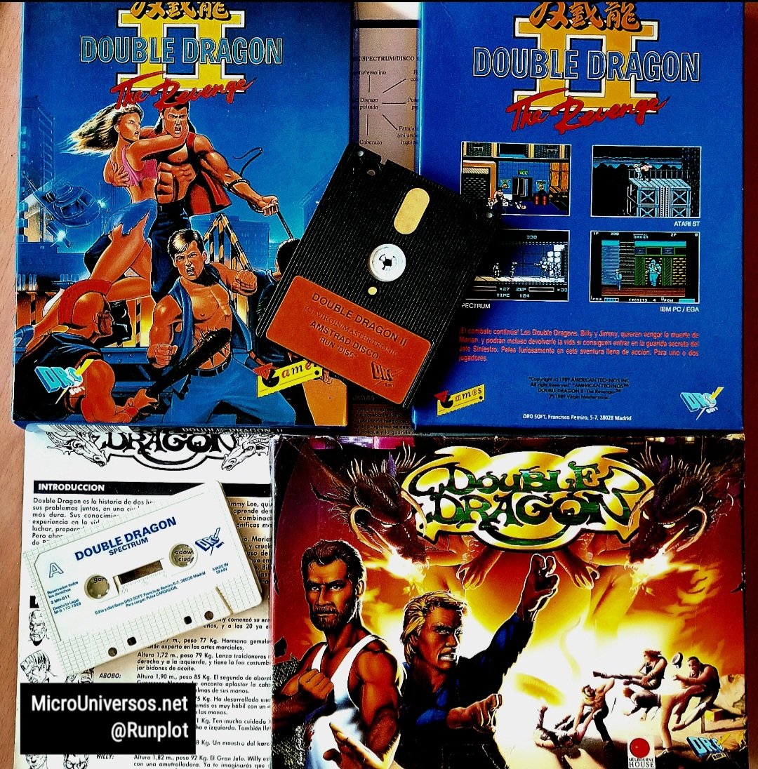 Runplot's tweet photo. Los #DoubleDragon 1 y 2 en su edición española por #DroSoft !!!
De las ilustraciones más míticas !!!
#ZXSpectrum #AmstradCPC 
#RetroGames #RetroGaming
#80s #90s #EGB #Nostalgia https://t.co/PxgrPkTpPA