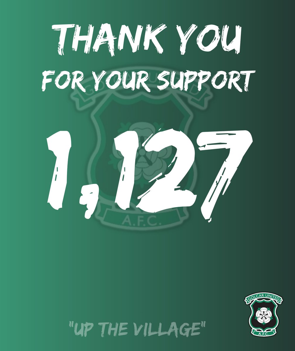 Golcar United A.F.C (@golcarunited) on Twitter photo Yesterday wasn’t our day, but that’s just football sometimes.
The club would like to thank you for your amazing support at the Skye Direct Stadium (including a good number from <a href="/bevtownfc/">Beverley Town FC</a>)
1,127 for our level is brilliant, and we are so grateful.
Up the Village! 🟢⚫️ Yesterday wasn’t our day, but that’s just football sometimes.
The club would like to thank you for your amazing support at the Skye Direct Stadium (including a good number from <a href="/bevtownfc/">Beverley Town FC</a>)
1,127 for our level is brilliant, and we are so grateful.
Up the Village! 🟢⚫️