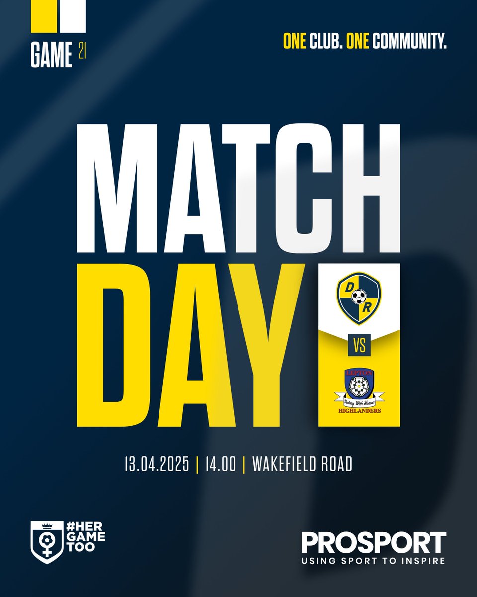 𝗠𝗔𝗧𝗖𝗛𝗗𝗔𝗬 

𝗟𝗮𝗱𝗶𝗲𝘀 
🆚 Lepton Highlanders Ladies
🕑 2pm 
🏆 Supplementary Cup 
🏟️ Wakefield Road
🎟️ FREE admission, all support welcome 

𝙎𝙥𝙤𝙣𝙨𝙤𝙧𝙚𝙙 𝙗𝙮 𝙋𝙧𝙤𝙎𝙥𝙤𝙧𝙩