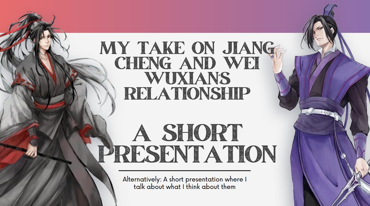 beefdogcoffee's tweet photo. #mdzs
my take on jiang cheng and wei wuxian's relationship - a short thread/presentation 🧵🪡(0/5) https://t.co/y4VuXn0vcW