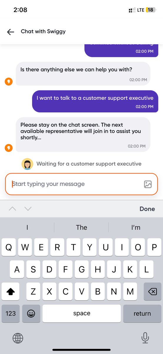 NIEI_'s tweet photo. Heights of mismanagement… Swiggy executives keeping customer wait 10 minutes to reply https://t.co/LmuyvqJJcz