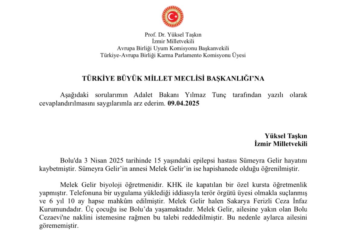 yukseltaskinn's tweet photo. İhmaller ve hukuksuzluklar nedeniyle  henüz 15 yaşındaki Sümeyra Gelir hayatını kaybetti. Bu kaybın arkasında KHK'lar ve adaletsiz yargılamalar var. Adalet Bakanı @yilmaztunc yanıtlamanızı bekliyorum: 

🔴 Neden Sümeyra'nın annesi Melek Gelir evine yakın bir cezaevine nakledilmedi? 

🔴 Neden AİHM kararı uygulanmadı? 

🔴 Bu can kaybına sessiz mi kalacaksınız?