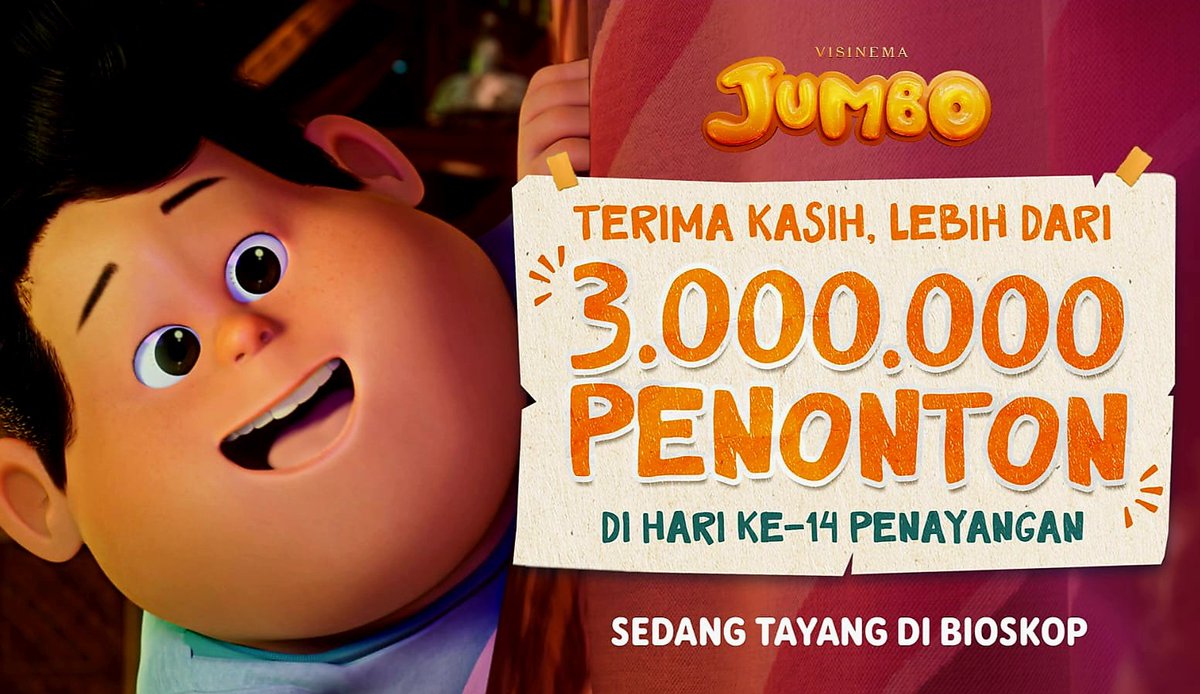 yan_widjaya's tweet photo. Film Animasi Indonesia Terlaris
Sepanjang Masa #Jumbo masih
akan terus bertambah. Semoga
tembus 4 juta + sehingga saingi
rekor film animasi Walt Disney no 1 di bioskop kita #FrozenII
(2019/4.632.081 penonton) - https://t.co/ibq2gFig6N