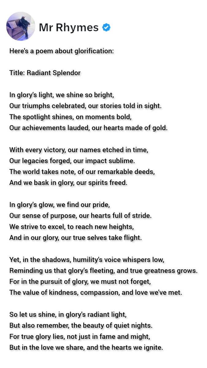 easysavage100's tweet photo. #Poetry
#Poem
#RadiantSplendor
#Glorification https://t.co/fdrGPRzq8w