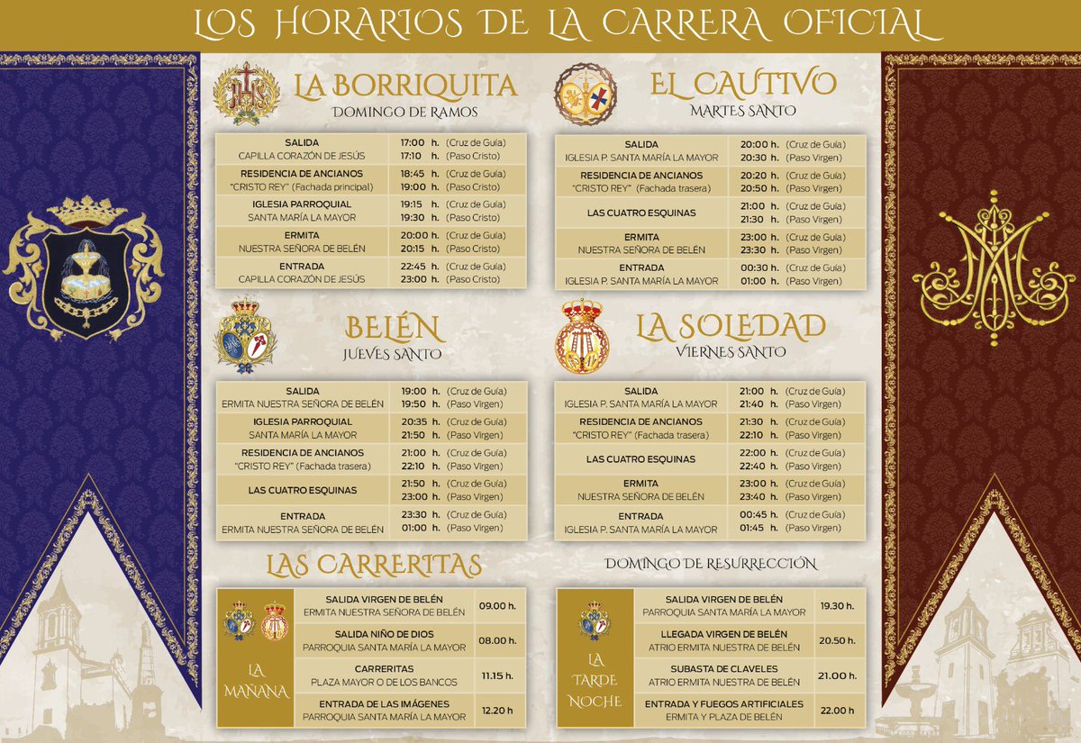 #SSantaPilas25 | 🕯✝ Horarios de las cofradías que componen la 𝐒𝐞𝐦𝐚𝐧𝐚 𝐒𝐚𝐧𝐭𝐚 𝐝𝐞 𝐏𝐢𝐥𝐚𝐬.
Nuestros mejores deseos a las hermandades y agrupaciones en sus correspondientes estaciones de penitencia.
🔗 pilas.es/es/actualidad/…