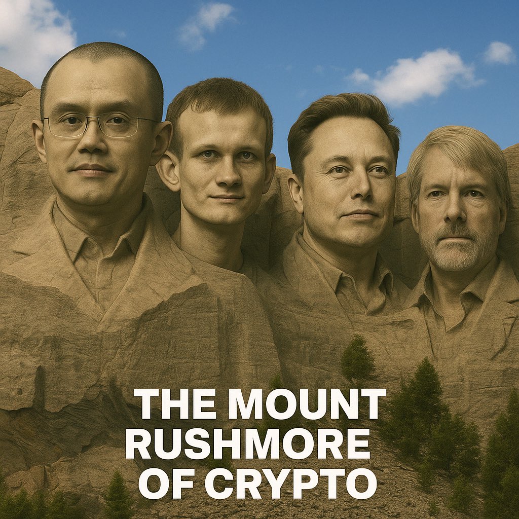 samikhojali's tweet photo. The Mount Rushmore of Crypto.
CZ. Vitalik. Elon. Saylor.
Built the blocks. Moved the chains. Shaped the future.
You rockinโ with this lineup or someone missing?
Drop your picks below.๐
#CryptoRushmore #Web3Legends #CryptoTwitter https://t.co/JQKZ9sXDCO
