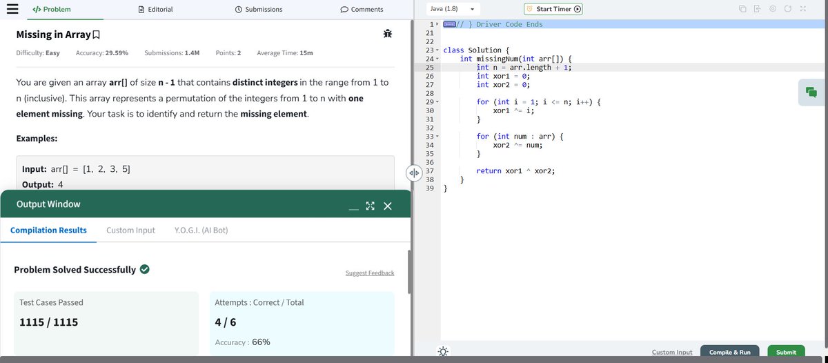 Ajinkya Walunj (@jinks4518) on Twitter photo ๐Day 157 #geekstreak2025 #gfg160
<a href="/geeksforgeeks/">GeeksforGeeks</a>
Problem - Missing in Array
#connect #studytwt #LearnInPublic #letsconnect #100DaysOfCode #collegestudents #geeksforgeeks #SoftwareDevelopment #CodingChallenge #SoftwareEngineering #potd #buildinpublic ๐Day 157 #geekstreak2025 #gfg160
<a href="/geeksforgeeks/">GeeksforGeeks</a>
Problem - Missing in Array
#connect #studytwt #LearnInPublic #letsconnect #100DaysOfCode #collegestudents #geeksforgeeks #SoftwareDevelopment #CodingChallenge #SoftwareEngineering #potd #buildinpublic