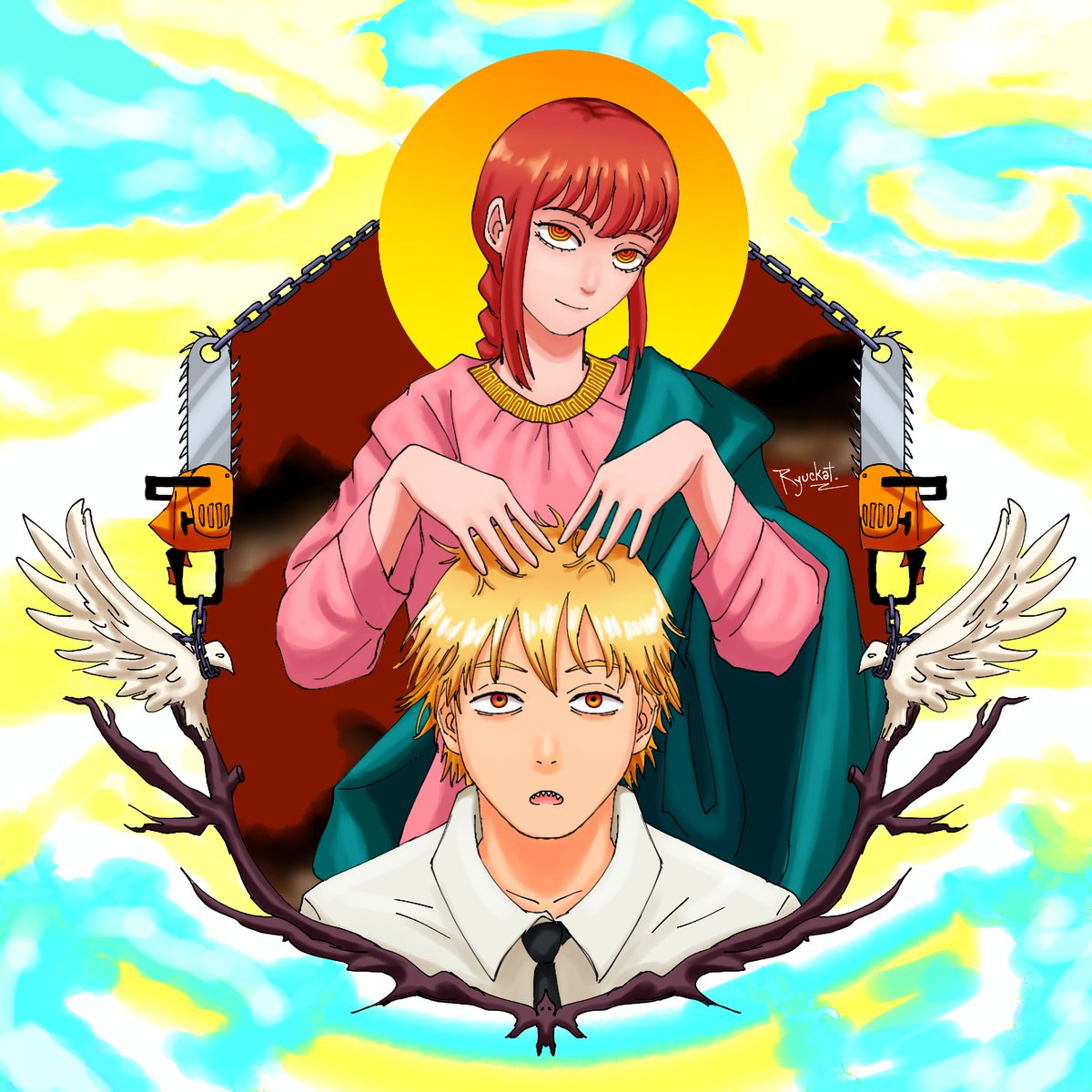 Ryuckat's tweet photo. Idk... Makima and Denji 👁👄👁
.
.
.
#makima #chainsawman #fanart #denji https://t.co/FjEyAKYx1p