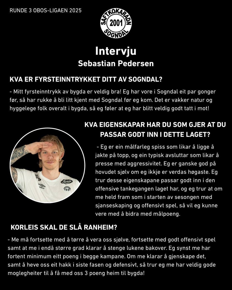 I SVART OG KVITT før kampen mot Ranheim! Saftkokaradn har gjennomført årsmøte, og vår nye spiss ser fram til kampen mot Ranheim.