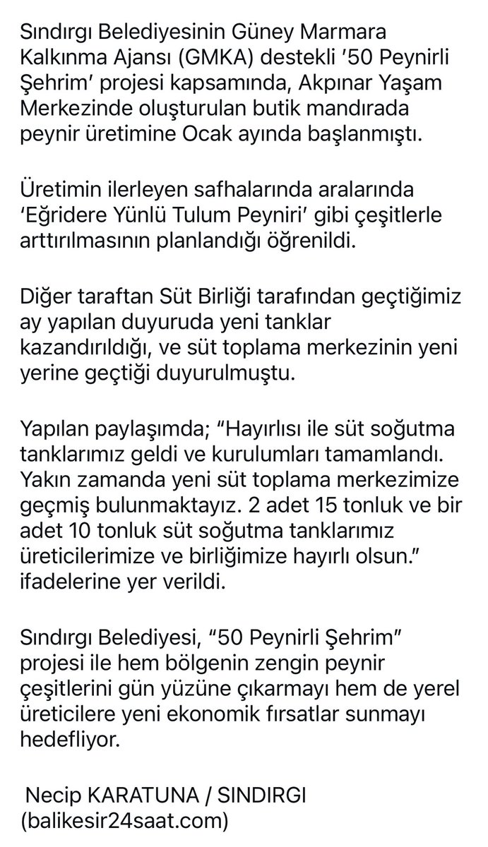 NesheeBiber's tweet photo. 50 Peynirli Şehir Balıkesir kitabını yazarken proje fikrini aktardığımız , Balıkesir ilçelerinde  mandıra kurulumu uzun bir süreç ,özverili ekiplerin çalışması ile sonunda hayata geçti . Gururla takip ediyoruz .@balikesir24saat @berrinbalonur https://t.co/u0wUHpERK4