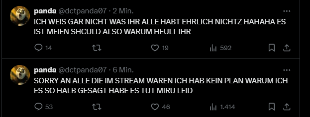 "sorry dass ich es so halb gesagt hab"
"ich weiß garnicht was ihr alle habt"

🥀