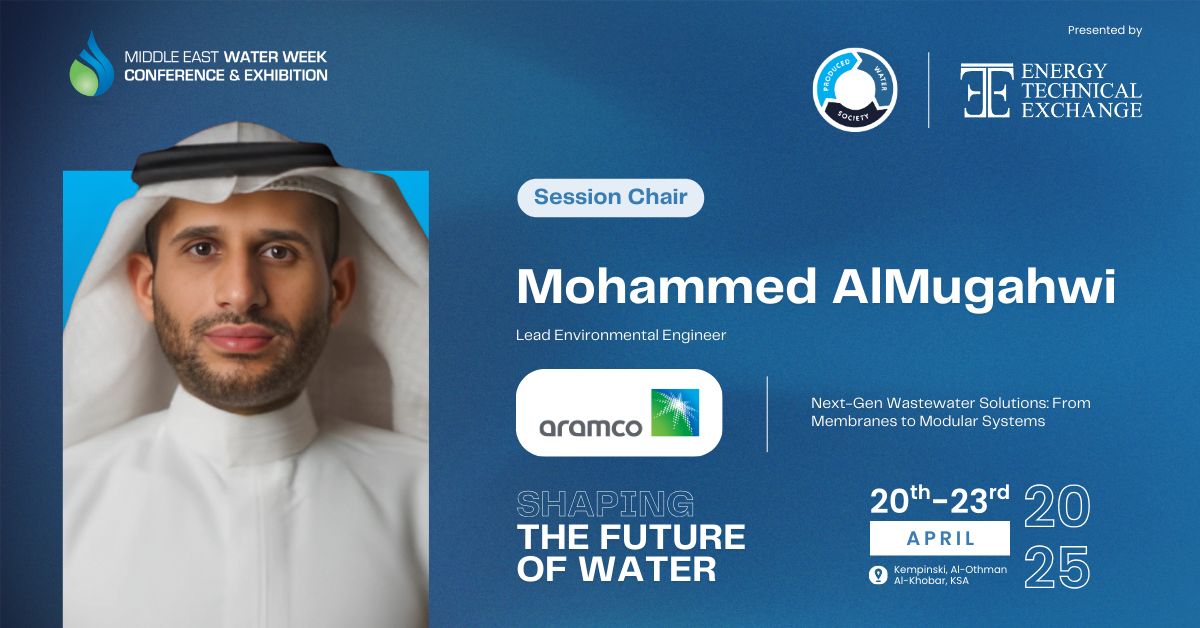 متشوق للإعلان أنني سأقود واحدة من الجلسات الرئيسية في مؤتمر ومعرض أسبوع المياه في الشرق الأوسط 2025.

📅 التاريخ: 20 – 23 أبريل 2025
📍 المكان: كمبينسكي العثمان، الخبر
تواصل مع قادة الفكر الذين يشكلون مستقبل المياه في الشرق الأوسط.

سجل الآن على meproducedwater.com أو أرسل
