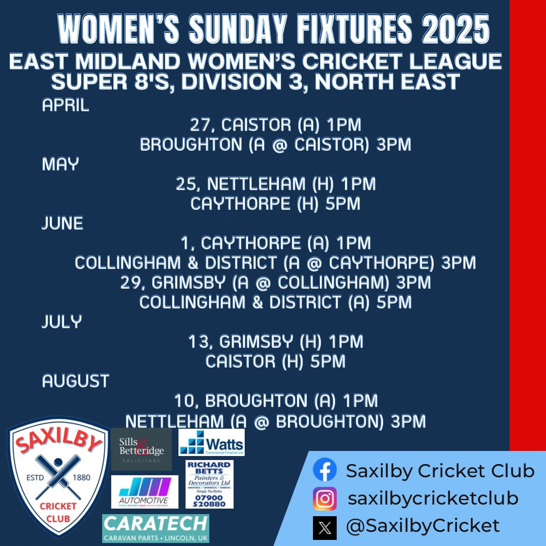 SaxilbyCricket's tweet photo. 1/7. Room for one more Easter Sunday treat? 🐣🏏🍫
We’re providing it, by dropping the club’s 2025 summer fixtures. 🧵 https://t.co/tpKX2VqDN6
