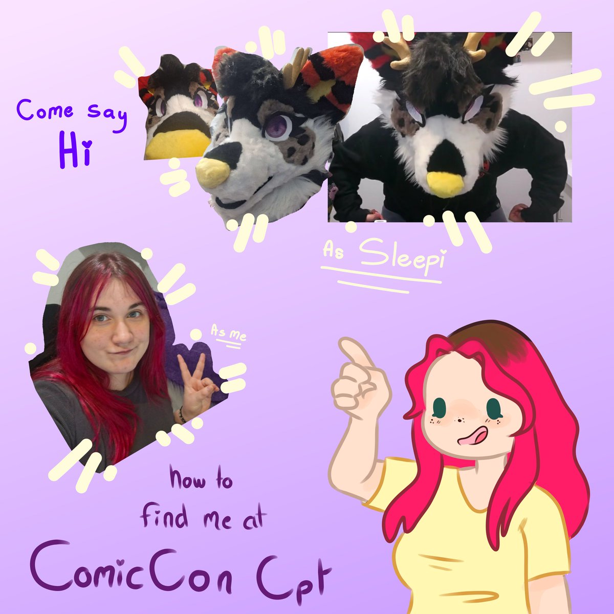 I'll be attending Comicon Cape town in fursuit as Sleepi!!!

If you do come please come by and Say hi, It would brighten my day!!!

Hope to see some of you there!

#Furry #ComiconCpt
