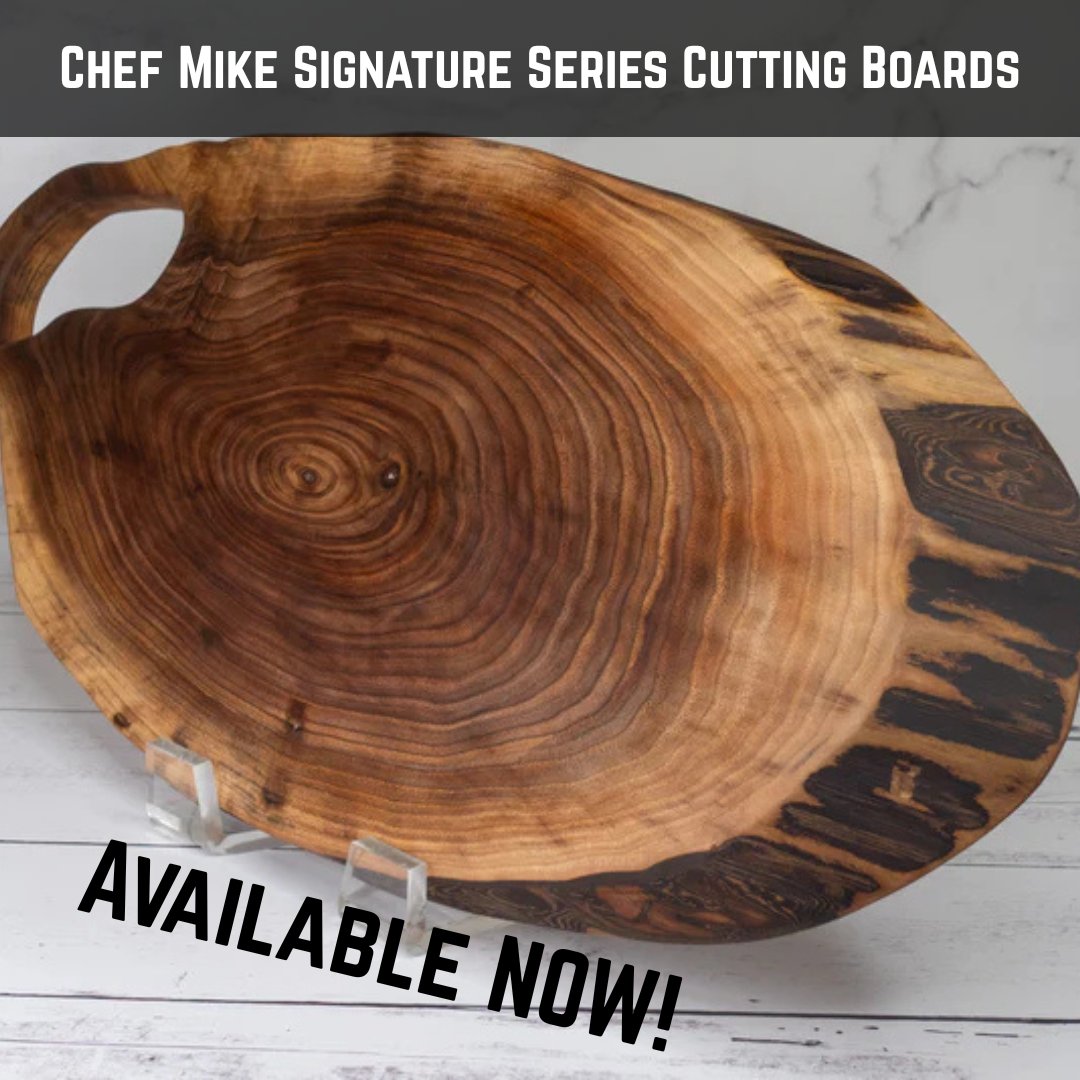 Have you seen these gorgeous cutting boards yet? 🌟 Chef Mike’s Signature Series is live—limited‑edition, handcrafted in premium hardwoods with vibrant finishes. tinyurl.com/mwwwvfau  🔪✨ #ChefMike #HandcraftedBoards #KitchenStyle