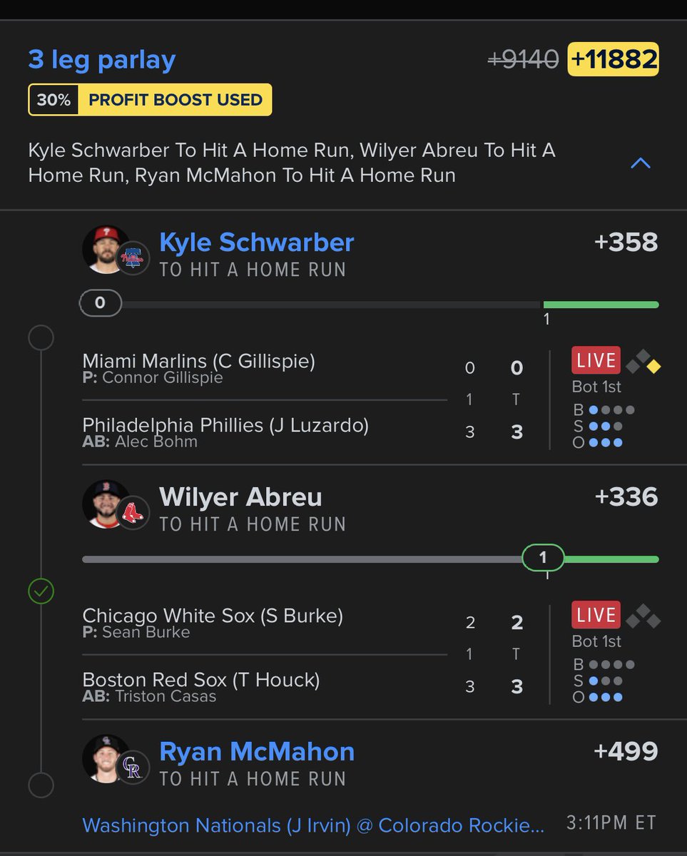 SGP_Vick's tweet photo. WILYER ✅✅✅

I rarely do 2 or 3 leg home run plays. Today I tried https://t.co/qwSiXLImnf