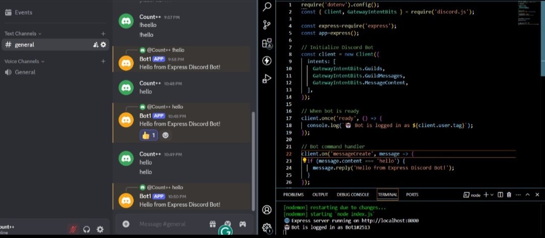 vaishrising2023's tweet image. Created a discord bot!!!!#Discord #devwithdsa