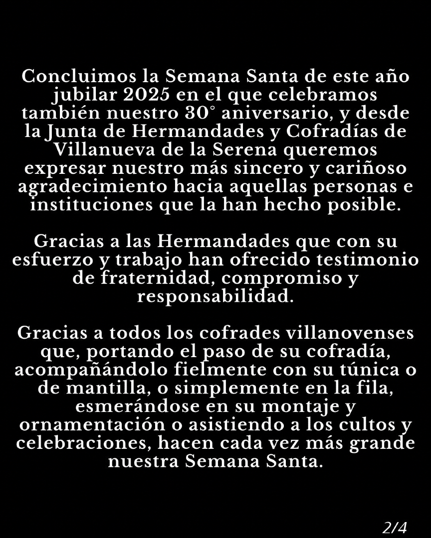 jhcvva's tweet photo. Comunicado de la Junta de Hermandades y Cofradías de Villanueva de la Serena. 
FELIZ PASCUA EN LA RESURRECCIÓN DE NUESTRO SEÑOR!!! https://t.co/81OPAPdkoX