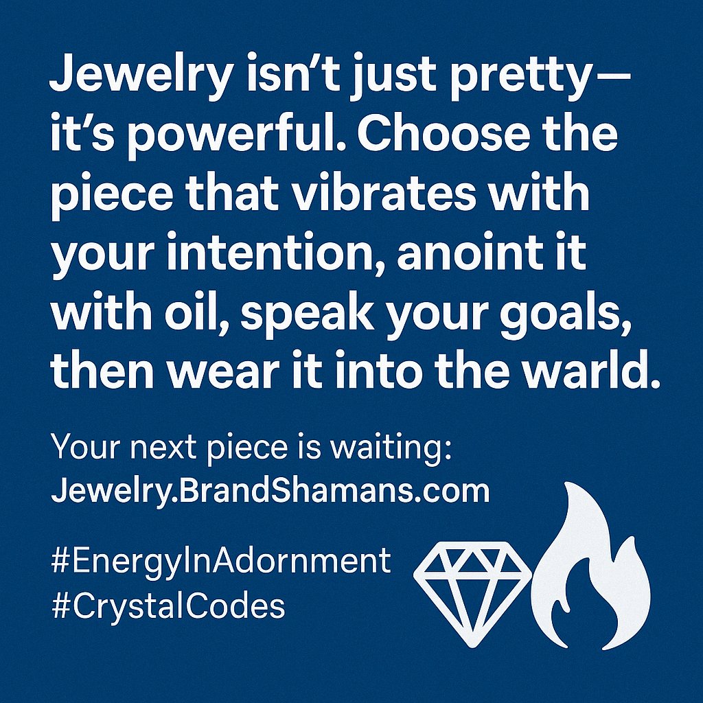 LynLomasi's tweet image. Jewelry isn’t just pretty—it’s powerful. Choose the piece that vibrates with your intention, anoint it with oil, speak your goals, then wear it into the world.
Your next piece is waiting: Jewelry.BrandShamans.com
#EnergyInAdornment #CrystalCodes #WearYourMagic 💎🔥