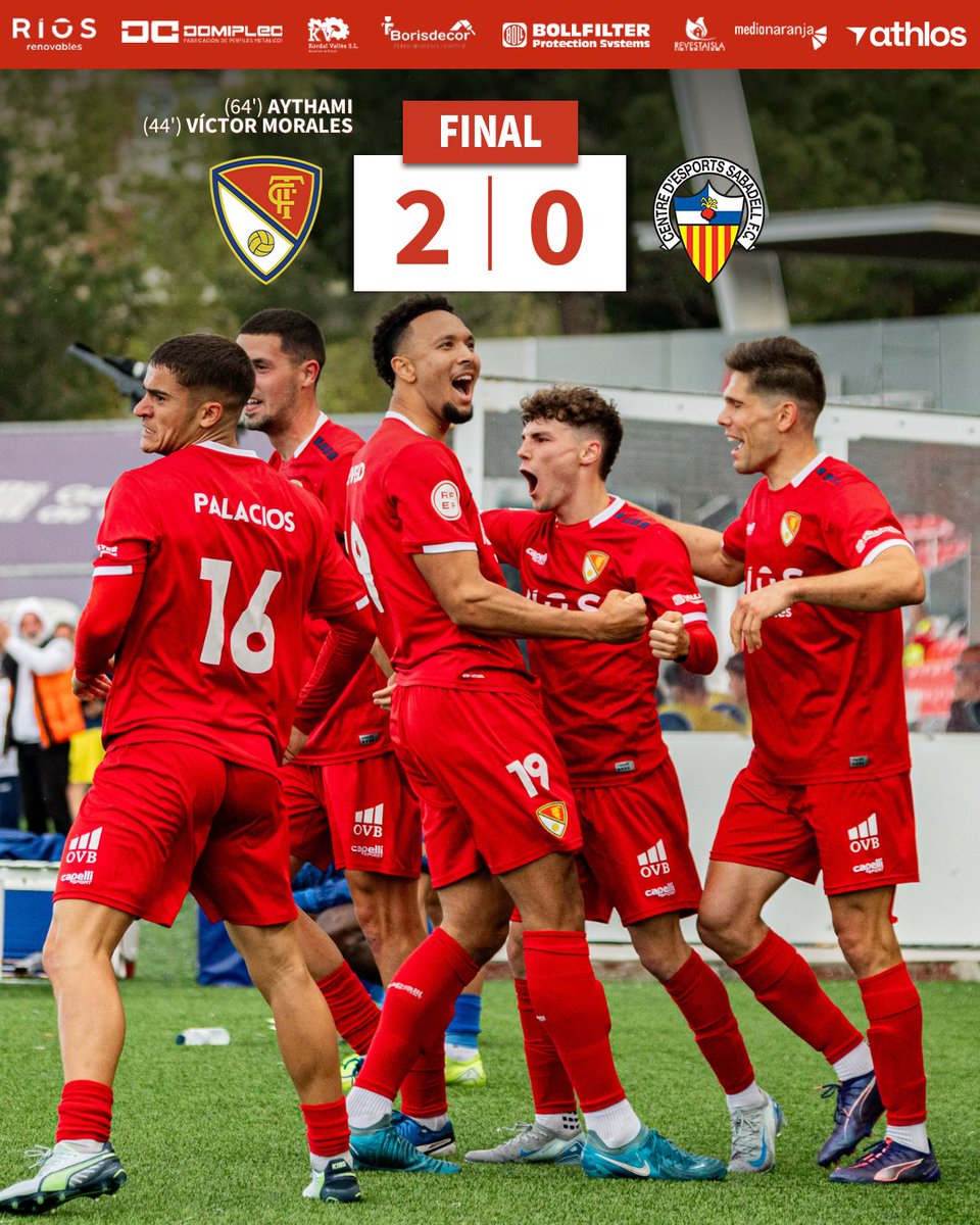 TerrassaFC's tweet photo. 📢 FINAAAAAAAAL!
EL DERBI ÉS NOSTRE! 💪💪

💥 TRIOMF #TERRASSISTA CONTRA EL #CESABADELL PER GUANYAR AMB POTERIA A ZERO EL DERBI A L'ESTADI OLÍMPIC!

⚽ @vmorales97 i @Aythami9Perera!

📺 𝗥𝗘𝗩𝗜𝗨 𝗘𝗟 𝗣𝗔𝗥𝗧𝗜𝗧
📡 @laxarxames 
👉 https://t.co/GU0AzfCj7a
☁️ #ToquemElCel https://t.co/OT3htwp9mY