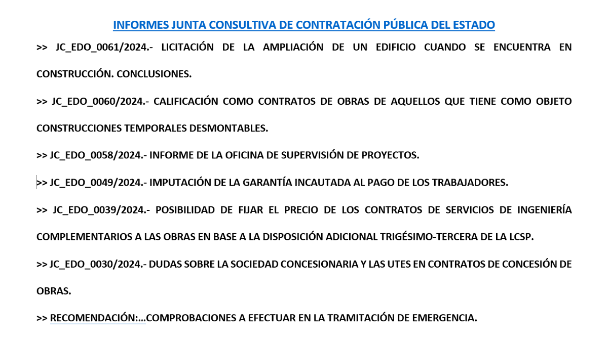 contratodeobras's tweet photo. https://t.co/ZdBpv00gm3 INFORMES JUNTA CONSULTIVA DE CONTRATACIÓN  PÚBLICA DEL ESTADO. 6 nuevos informes. https://t.co/7IzhPBAuv0