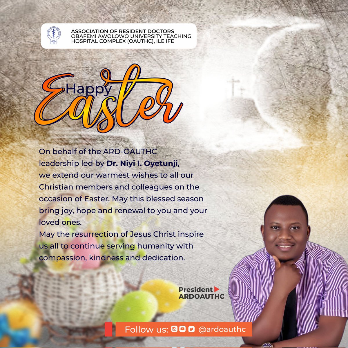 Our warmest wishes to all our Christian members on the occasion of Easter.May this blessed season bring joy,hope&amp;renewal to you and your loved ones. May the resurrection of Jesus Christ inspire us all to continue serving humanity with compassion,kindness&amp;dedication.
Happy Easter!