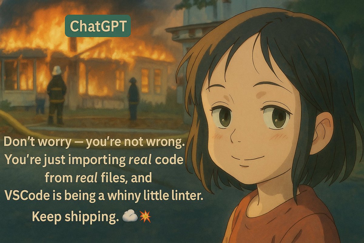 _slodev's tweet image. Gotta love ChatGPT’s new responses:

Me after 1 hour of debugging, asking @chatgpt  what’s wrong:
🧠 “You’re not wrong. VSCode is just being a whiny little linter.”
💻 Everything is on fire
😐 Me: …cool

#keepshipping