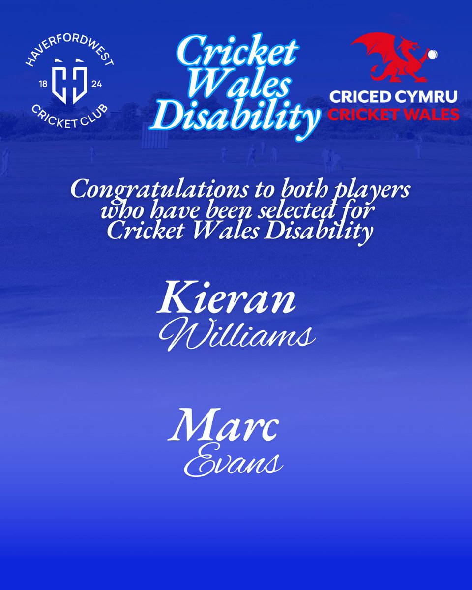 🔵 Congratulations to everyone selected for Cricket Wales West &amp; Cricket Wales Disability Summer Squads 👏🏏