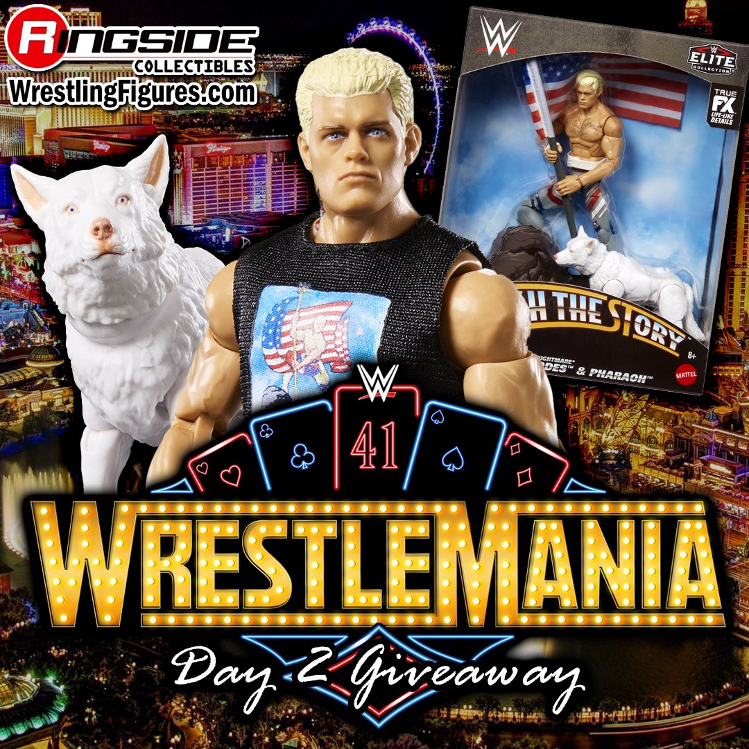 RingsideC's tweet image. 🇺🇸 WRESTLEMANIA 41 DAY 2 GIVEAWAY 🇺🇸

Enter our #WrestleMania41 Day 2 Giveaway Contest for your chance to win a @Mattel @WWE Cody Rhodes &amp;amp; Pharaoh Ringside Exclusive 2-Pack!

To enter:
- Must be following @ringsidec 
- Like &amp;amp; Repost THIS post
- Reply tagging THREE friends and let…