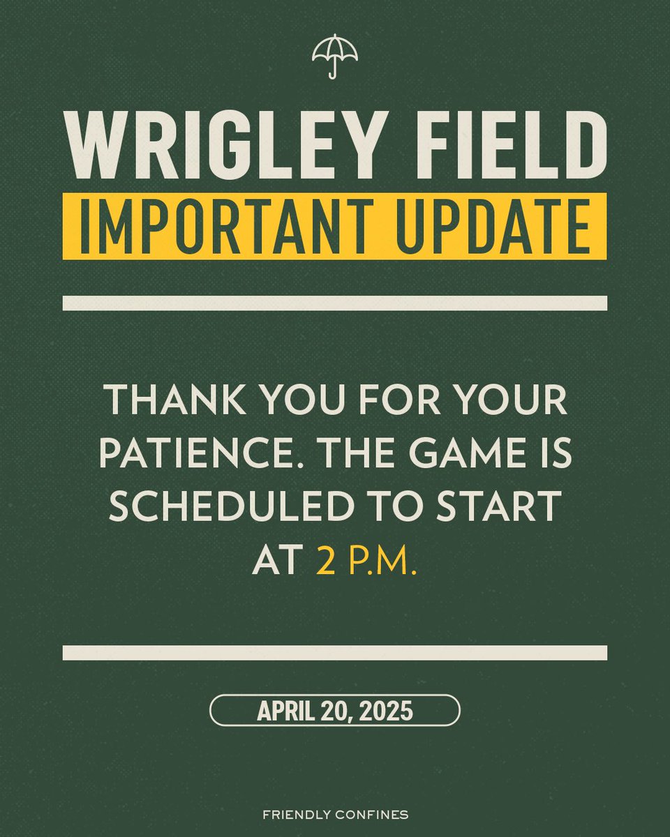 Update regarding today’s <a href="/Cubs/">Chicago Cubs</a> vs. Dbacks game start time: