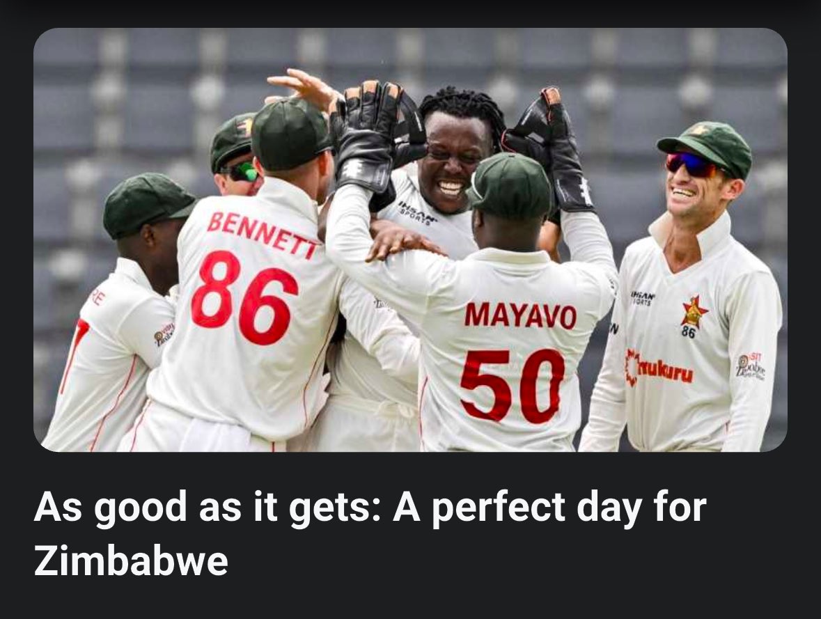 The kind of headlines you dream of as a Zimbabwean fan 🇿🇼🔥