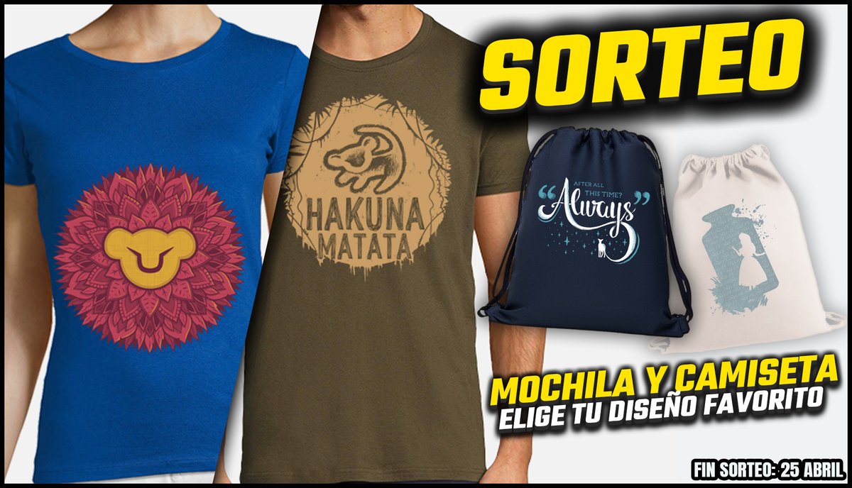 🎁 Nuevo SORTEO ✨

Regalamos una CAMISETA y una MOCHILA 💥
Tú eliges el DISEÑO 👉 bit.ly/Camisetas_Frik…
Solo tienes que hacer RT a este post ✅

Fin: 25 de abril